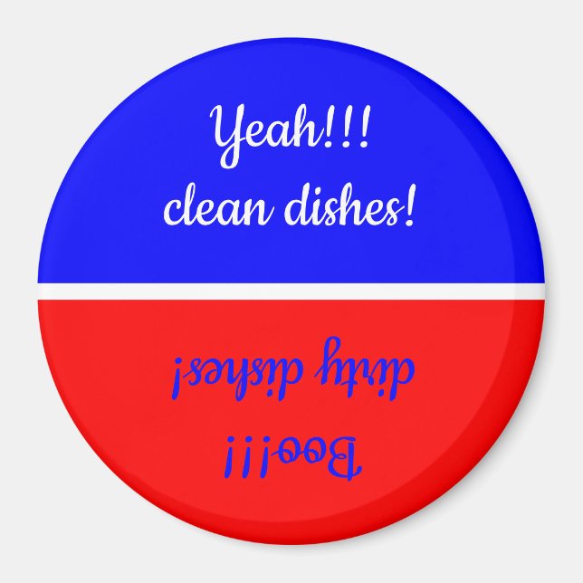 Imán Sí Limpio/Boo Sucio Rojo/Blanco/Azul Lavavajillas  (Frente)