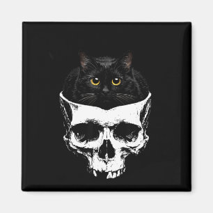 Imán Si queda se sienta cráneo de gato negro gótico hum