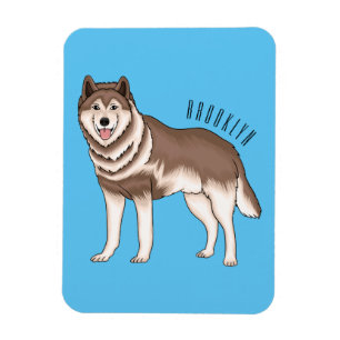 Imán Siberian husky cartoon illustration