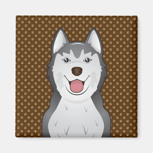 Imán Siberian Husky Dog Personalizado Paws (Frente)