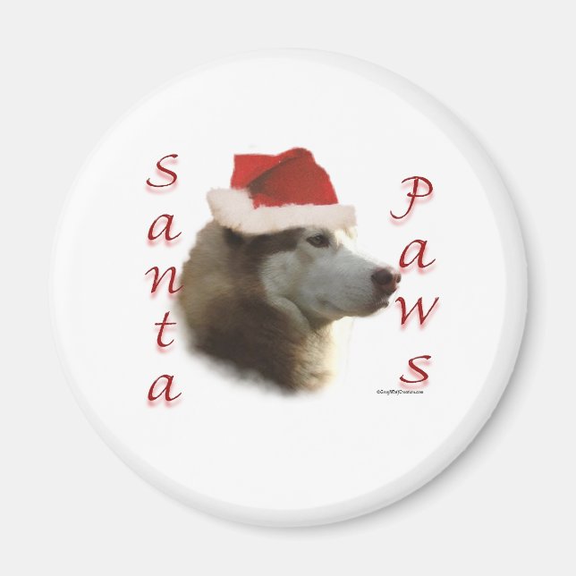 Imán Siberian Husky Santa Paws (Frente)