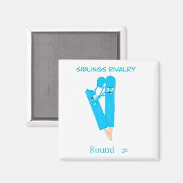 Imán Siblings Rivalry – Funny Popsicle Illustration