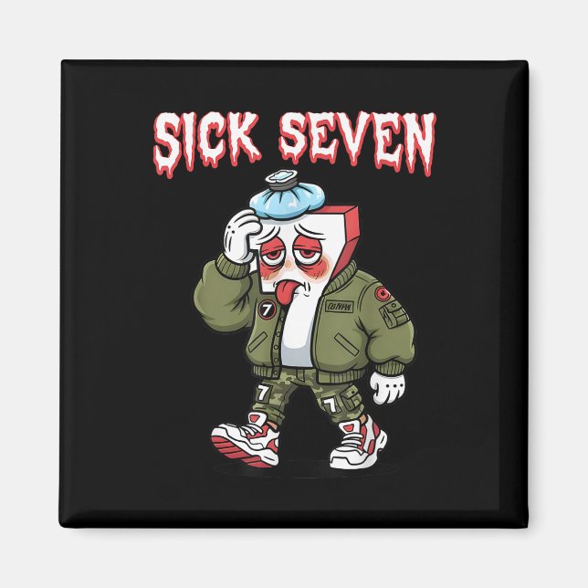 Imán Sick Seven 67 Meme Divertido Gen Alpha jerga Brain (Frente)
