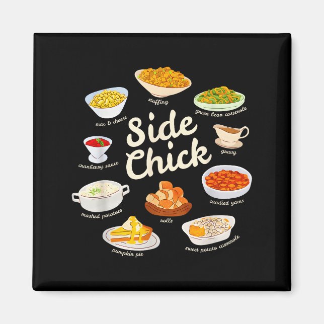 Imán Side Chick Funny Thanksgiving Sides Retro Food Tha (Frente)