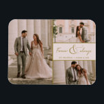 Imán Siempre y siempre rosado Boda de fotos de oro grac<br><div class="desc">Celebra tu historia de amor con el Boda de fotos de oro de Forever & Always Pink Gracias Magnet, una forma hermosa y duradera de expresar tu gratitud a la familia y amigos. Diseñado con un elegante collage de tres fotos, este imán te permite mostrar tus momentos bodas favoritos, capturando...</div>