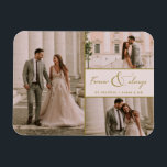 Imán Siempre y siempre rosado Boda de fotos de oro grac<br><div class="desc">Celebra tu historia de amor con el Boda de fotos de oro de Forever & Always Pink Gracias Magnet, una forma hermosa y duradera de expresar tu gratitud a la familia y amigos. Diseñado con un elegante collage de tres fotos, este imán te permite mostrar tus momentos bodas favoritos, capturando...</div>