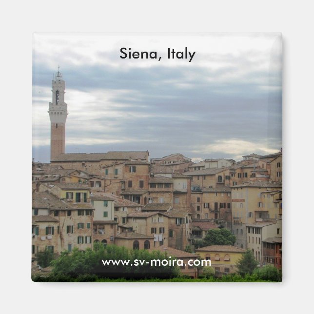 Imán Siena, Italia, torre del ayuntamiento a la izquier (Frente)