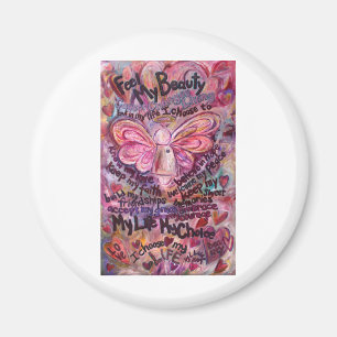 Imán Siente mi belleza Ángel de Cáncer Rosa