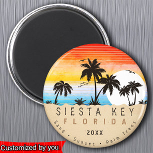 Imán Siesta Key Florida Beach Retro Sunset Souvenir 80