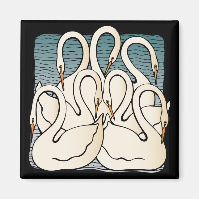 Imán Siete cisnes a nadar (Frente)