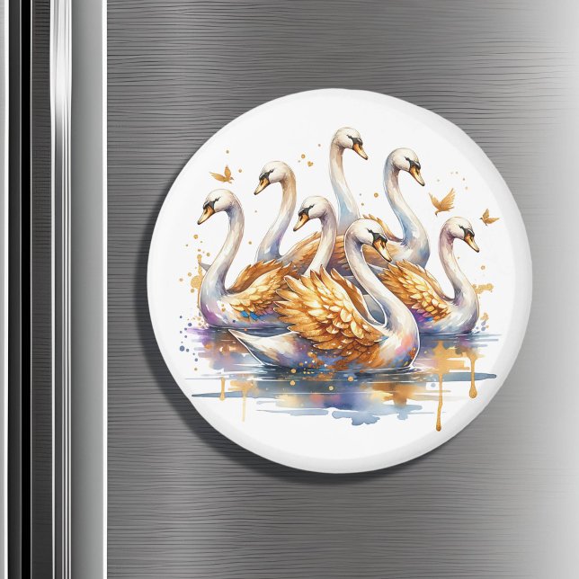 Imán Siete cisnes nadando | Doce días de Navidades (Subido por el creador)