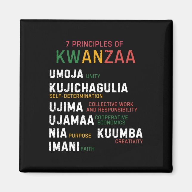 Imán Siete Principios De Kwanzaa Feliz Kwanzaa (Frente)