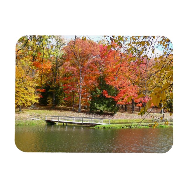 Imán Siete Springs Fall Bridge III Paisaje de Otoño (Horizontal)