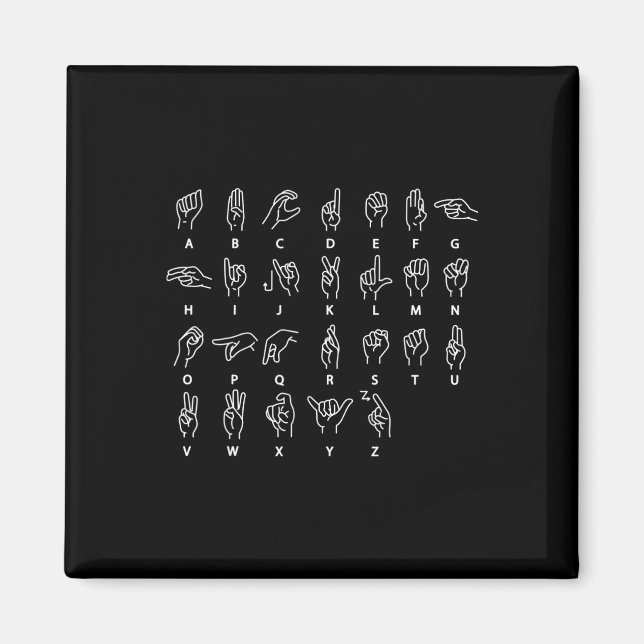 Imán Sign Language Alphabet Deaf Mute Asl Deaf Awarenes (Frente)