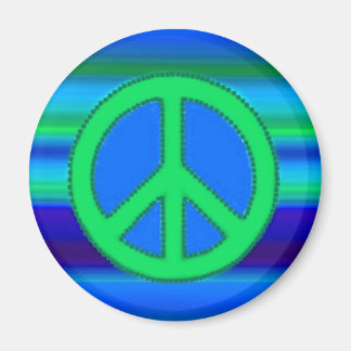 Imán Signo azul verde fractal y de paz