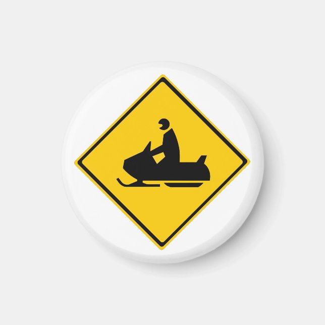 Imán Signo de advertencia de moto de nieve en invierno (Frente)