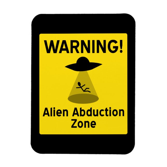 Imán Signo de advertencia de zona de secuestro de Alien (Vertical)