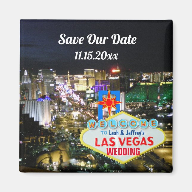 Imán Signo de bienvenida de Boda de Las Vegas (Frente)