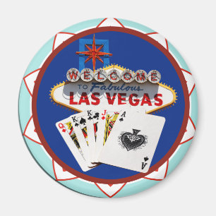 Imán Signo de bienvenida de las Vegas azul Chip de póqu