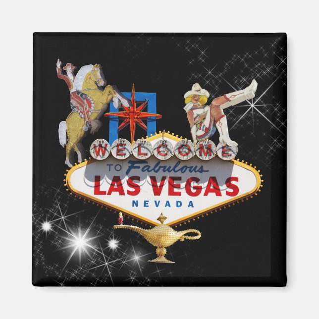 Imán Signo de bienvenida de Las Vegas en un fondo estel (Frente)