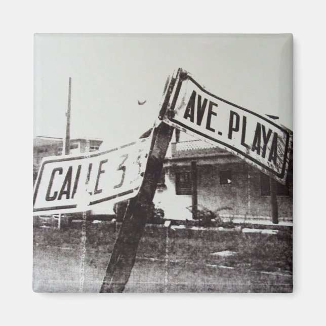 Imán Signo de calle blanco y negro (Frente)