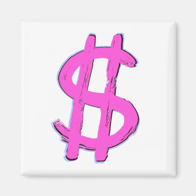 Imán Signo de dólar rosa (Frente)