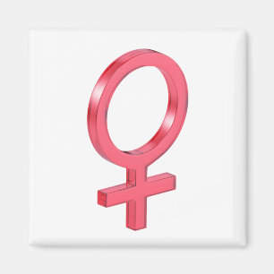 Imán Signo de género femenino de vidrio rojo
