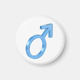 Imán Signo de género masculino de vidrio azul