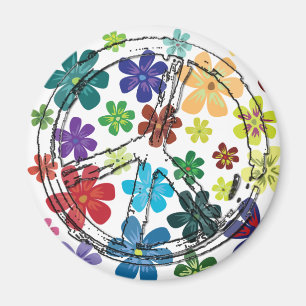 IMÁN SIGNO DE LA PAZ CLARO CON LAS FLORES