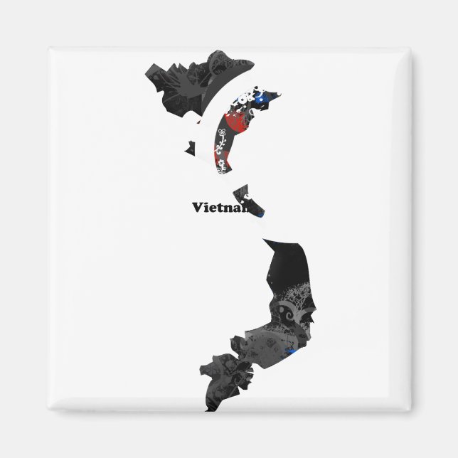 Imán Signo de la paz de moda de Vietnam con mapa vietna (Frente)