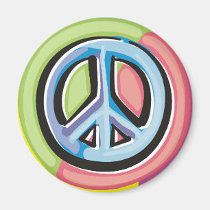 Imán Signo de la paz en colores en colores pastel
