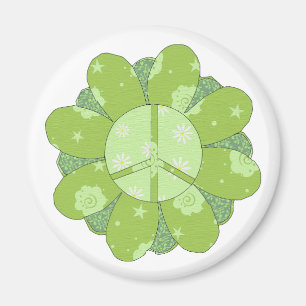 Imán Signo de la paz verde de la flor