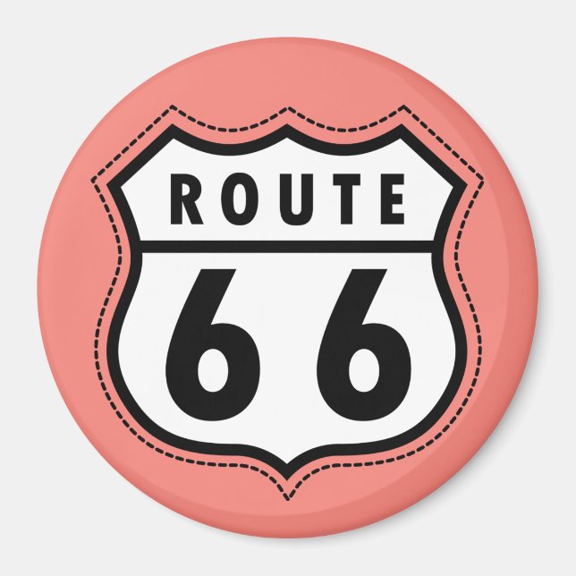 Imán Signo de la ruta rosa coral 66 (Frente)