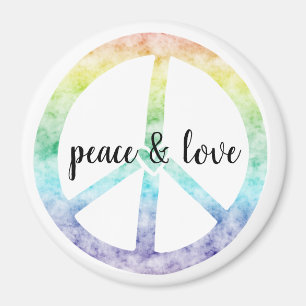 Imán Signo de paz arcoiris con corazón personalizado