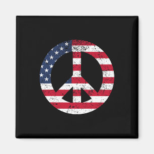 Imán Signo de Paz Bandera Patriótica de Usa Paz y Amor