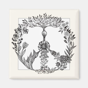 Imán Signo de paz Boho elegante Girly Cute floral Bonit
