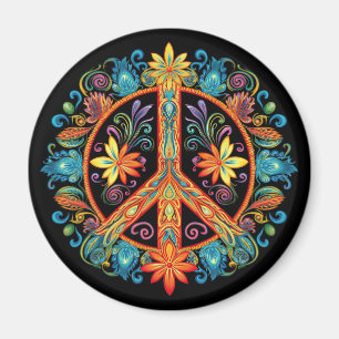 Imán Signo de paz colorido de los años 60