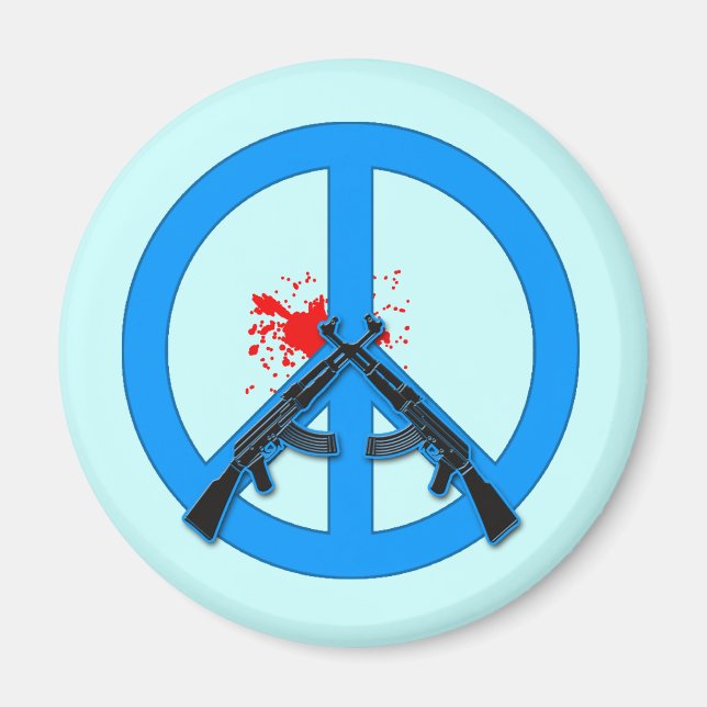 Imán Signo de paz con AK-47 y sangre (Frente)