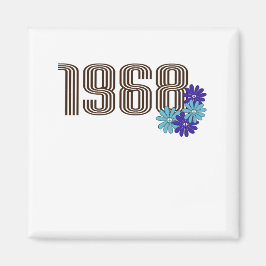 Imán Signo de paz de 1968 Flor hippie poder Aqua Purple