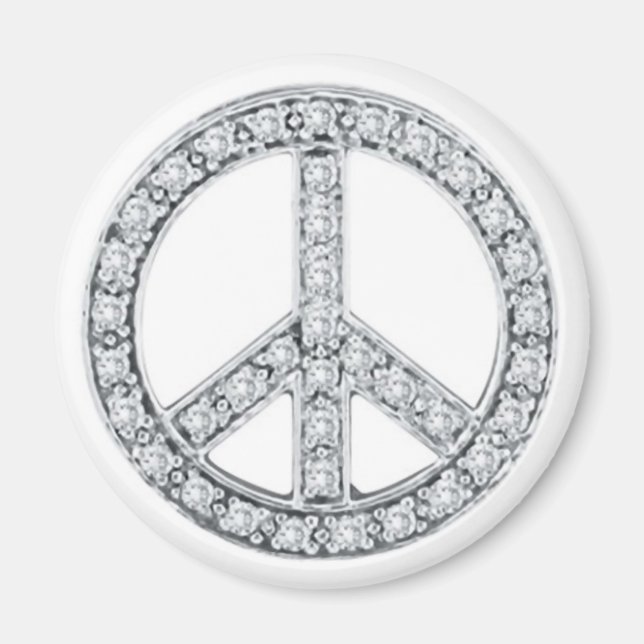 Imán Signo de paz de joyas plateadas (Frente)