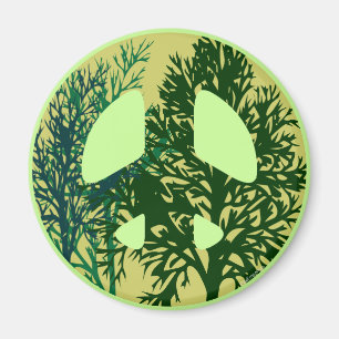 Imán Signo de paz de los árboles verdes