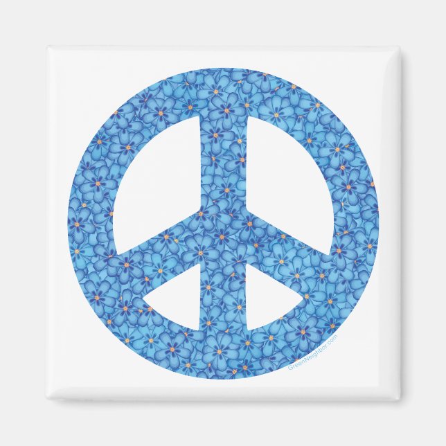 Imán Signo de paz de poder de flor (Frente)