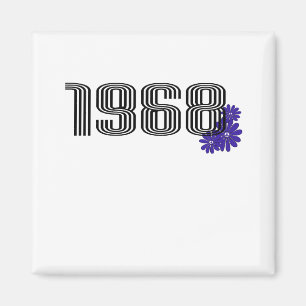 Imán Signo de paz de poder floral de 1968 morado hippie