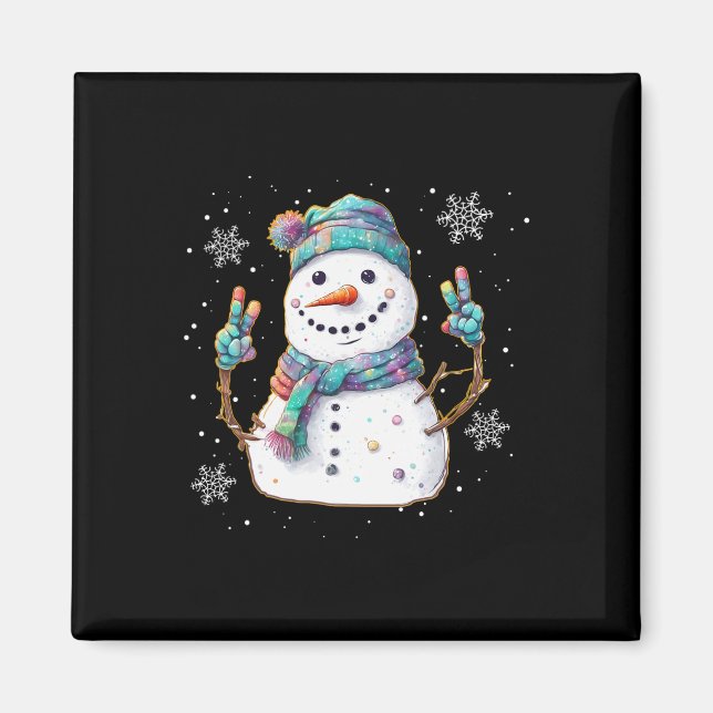Imán Signo de paz de Snowman Navidades Nieve helada inv (Frente)