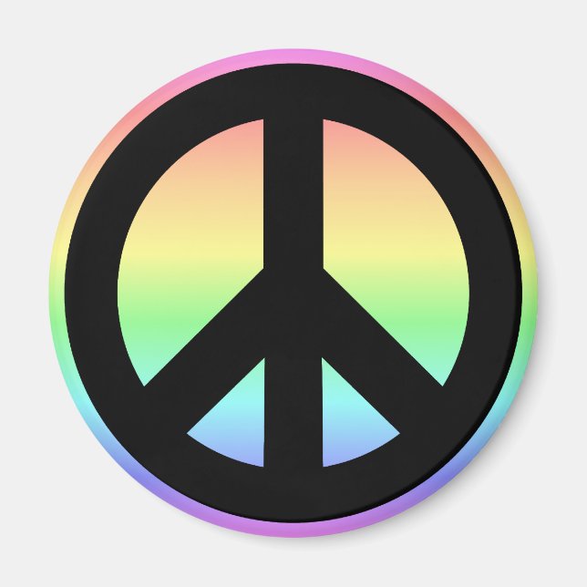 Imán Signo de paz del arcoiris pastel (Frente)