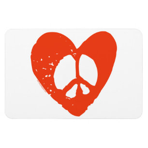 Imán Signo de paz del corazón rojo