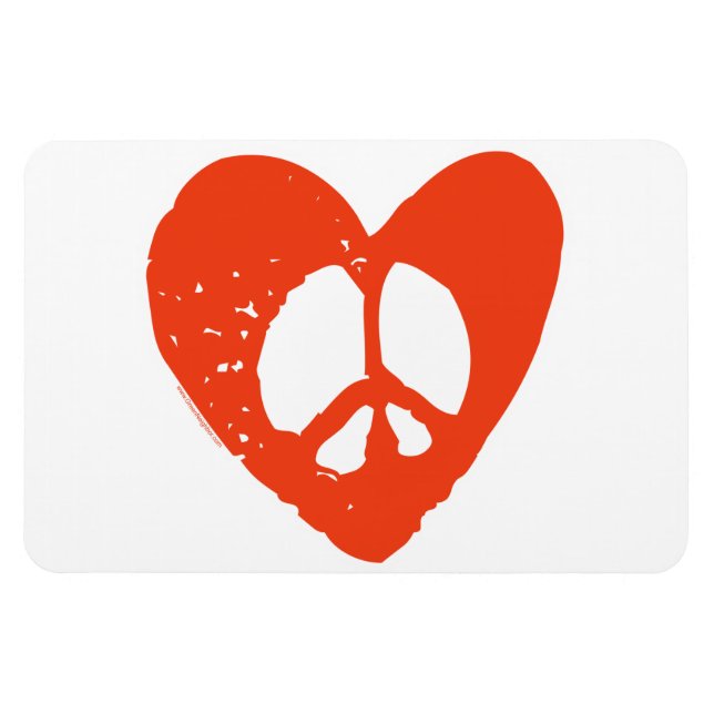 Imán Signo de paz del corazón rojo (Horizontal)