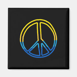 Imán Signo de paz en colores de Ucrania amarillo y azul