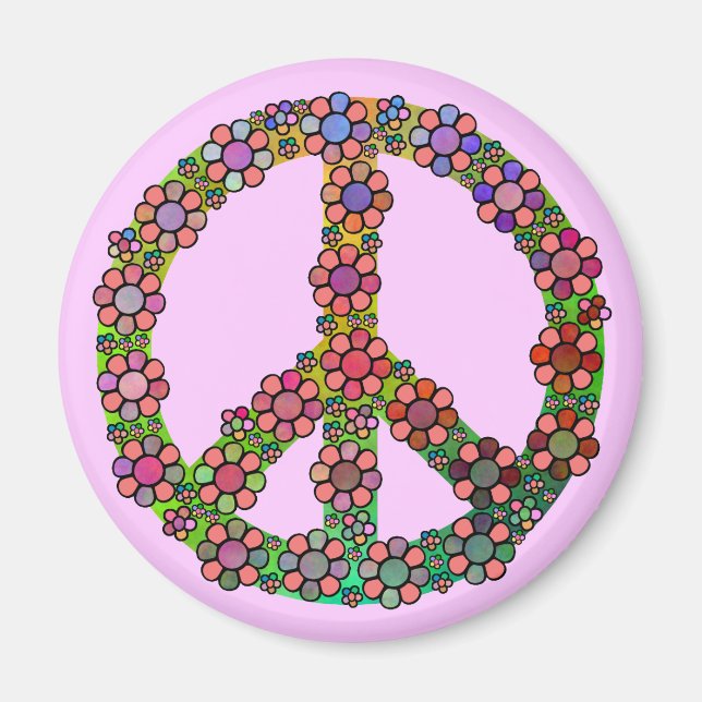 Imán Signo de paz flor símbolo Bonito floral (Frente)