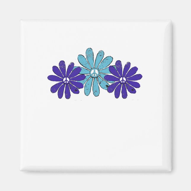 Imán Signo de paz hippie flor poder Aqua Purple (Frente)